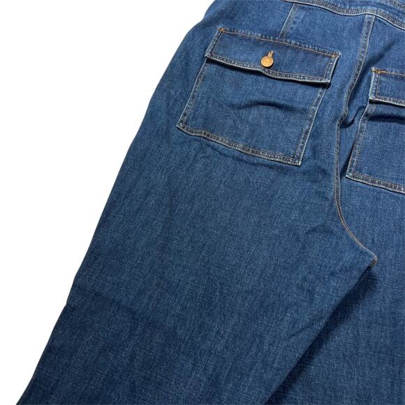 Madewell Denim Long Sleeve Jumpsuit SIZE 8 Indigo Coveralls Cropped CUTOFF HEM - Picture 7 of 15